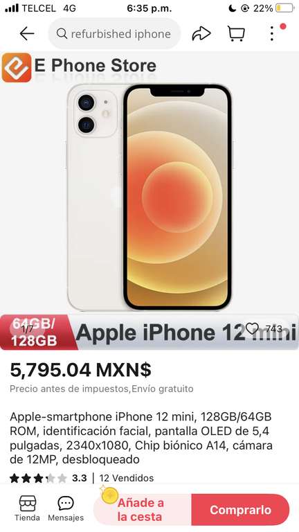AliExpress: iPhone 12 mini Reacondicionado