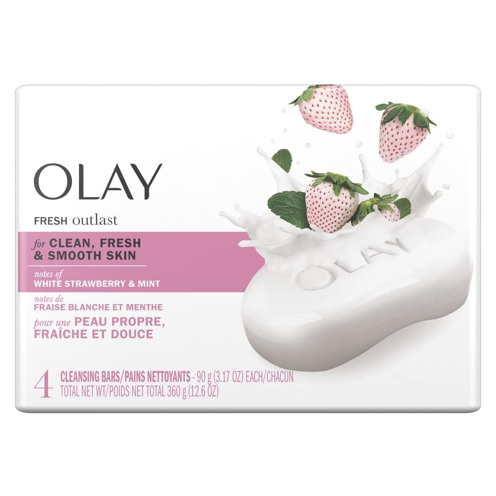 Amazon: Olay Barra de Belleza White Strawberry & Mint, con Vitamina B3, Paquete de 4