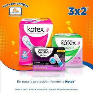 Chedraui: 3 x 2 en toda la protección femenina Kotex