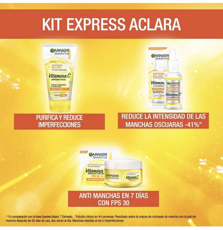 Amazon: Garnier Skin Active Kit express aclara: serum, crema y gel con vitamina C | Planea y Ahorra, envío gratis Prime