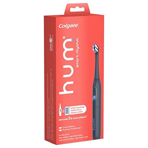 Amazon: hum by Colgate Smart Rhythm - Kit de cepillo de dientes sónico, funciona con pilas, color gris pizarra