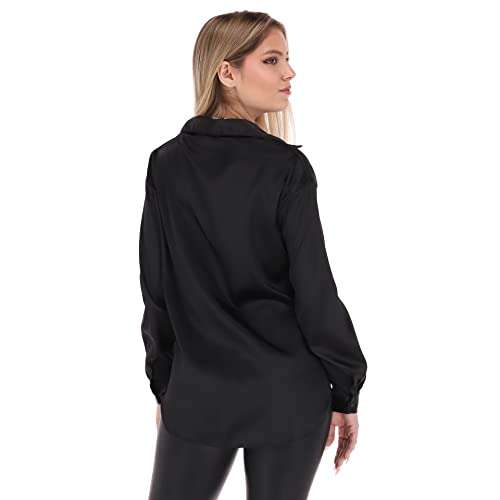 Amazon Blusa Camisa Satinada Oversize de Dama con Stretch Spandex tallas y colores- envío prime