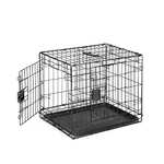 Amazon Basics - Caja plegable de alambre de metal para perro con bandeja, puerta doble, 24 pulgadas