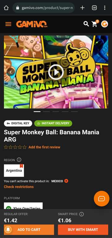 GAMIVO: Super Monkey Ball: Che banana (ARG)