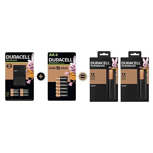 Amazon: Duracell Kit Maraton Xbox | Incluye Cargador, 12 Pilas AA y 2 Pilas AAA recargables + 2 Powerbank de 3350 mAh