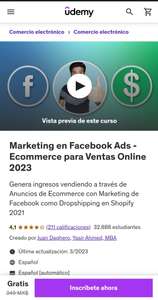 Udemy: Marketing en Facebook Ads - Ecommerce para Ventas Online 2023