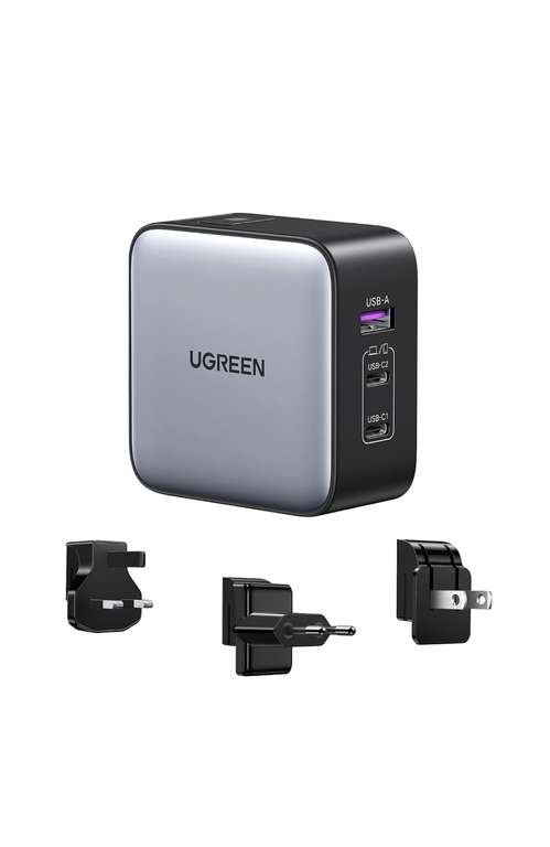  UGREEN Nexode Cargador USB C 65W, Adaptador de Enchufe Universal  UK/USA/EU para Phone, Celulares, Tabletas y Más 