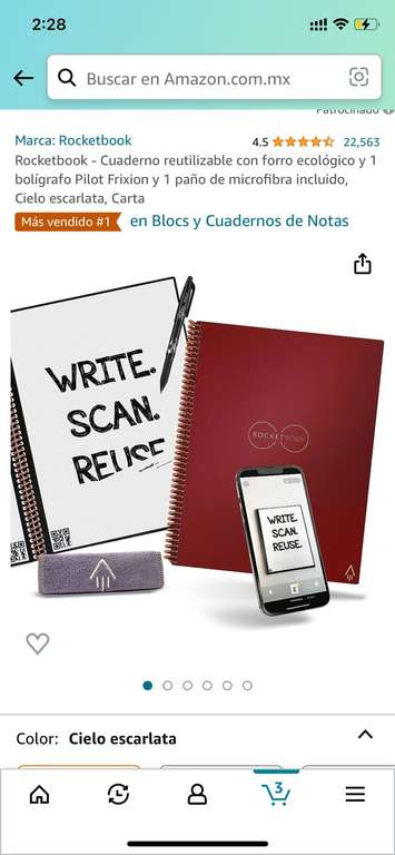 Amazon: Rocketbook - Cuaderno reutilizable Tamaño Carta