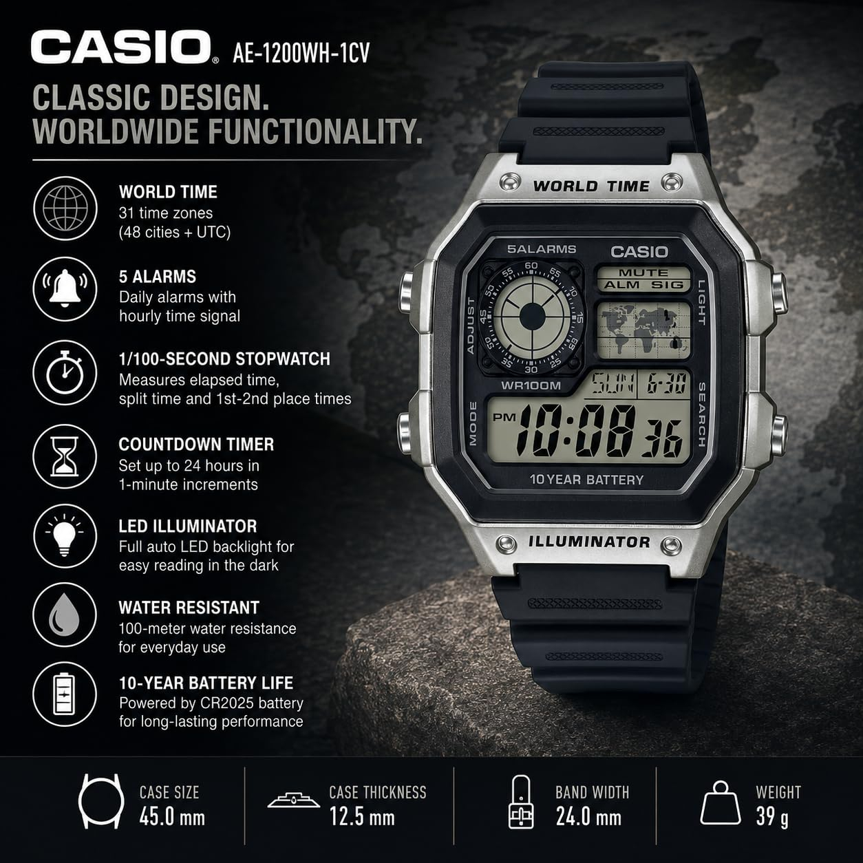 Amazon: Reloj Digital Casio con Batería de 10 Años