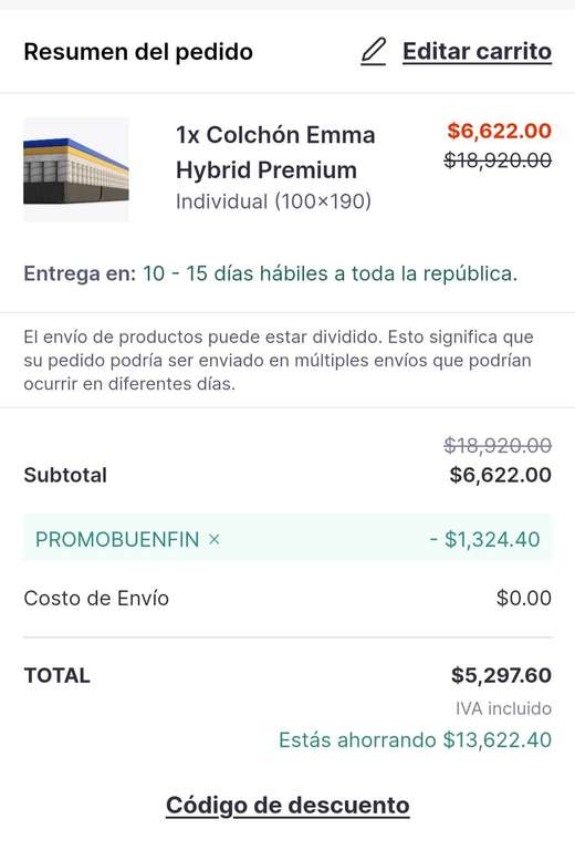 Colchones Emma: Hybrid Premium (PAGANDO CON AMEX EN MERCADO PAGO)