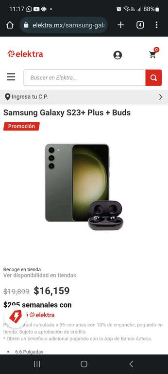 Elektra: Celular Samsung Galaxy S23+ Plus + Buds