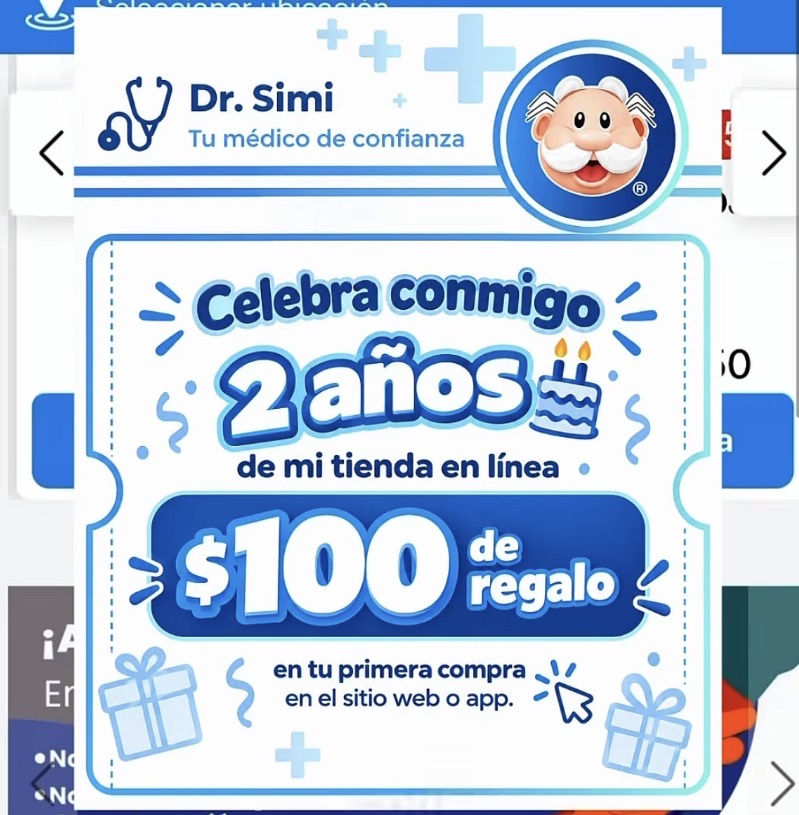 $100 OFF en primera compra en web o App - Farmacias Similares del Dr. Simi