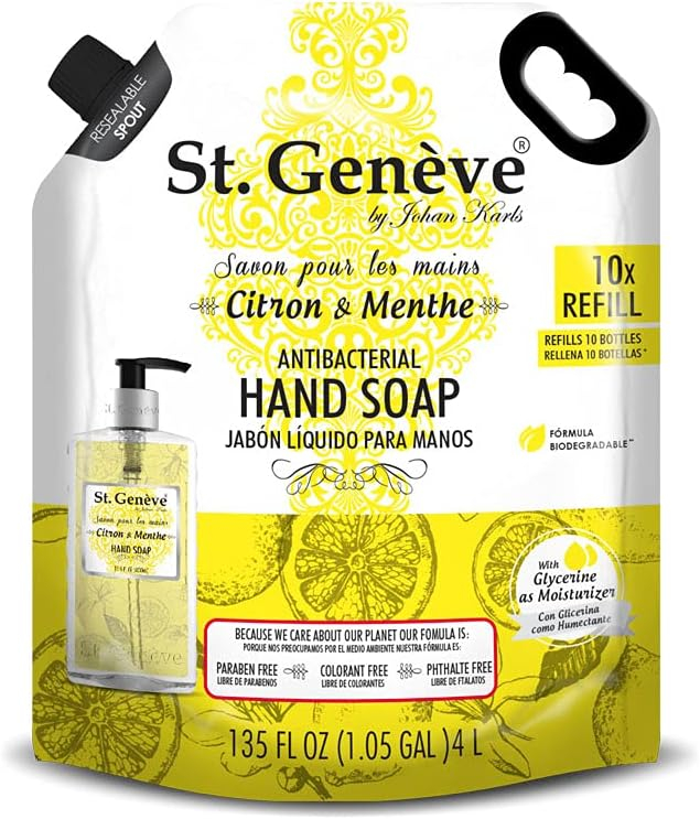 Amazon: St. Geneve Jabon Liquido St Geneve Pouch Citron Menthe 4000ml