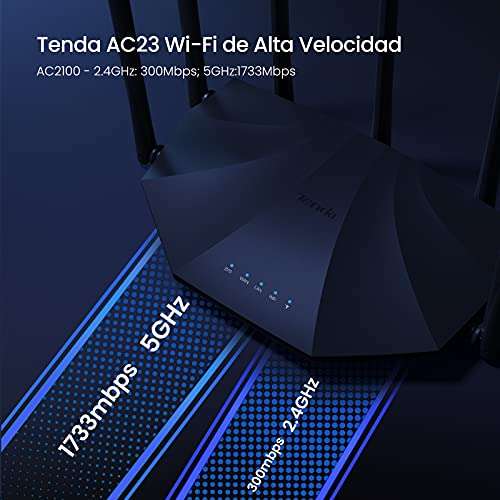 Amazon Tenda AC23 WiFi Router Doble Banda Gigabit, 2033 Mbps Router, Compatible con Alexa AC2100