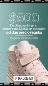 Taf: $500 de descuento en Adidas (compra mín $2500)
