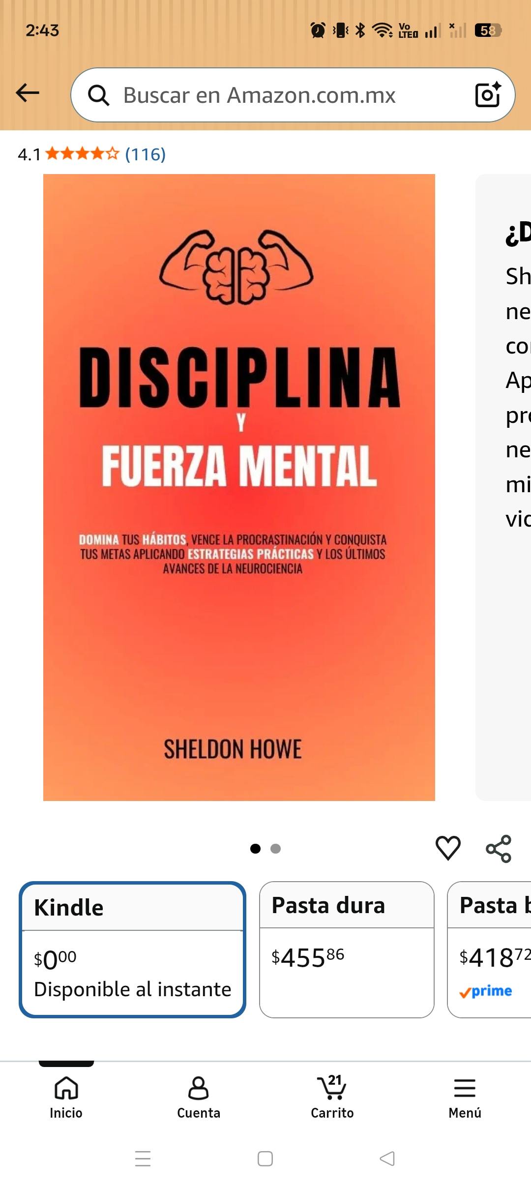 Amazon: Libro digital: Disciplina y fuerza mental