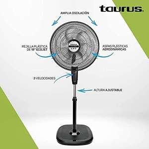 Amazon: Taurus Silent Power - Ventilador de pedestal, 6 aspas aerodinámicas, 3 velocidades, 18 pulgadas con tecnología ECOJET
