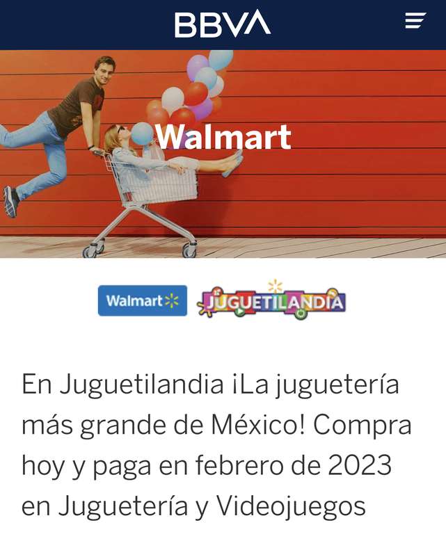BBVA: Compra hoy y paga en Febrero 2023 en Juguetería y Videojuegos