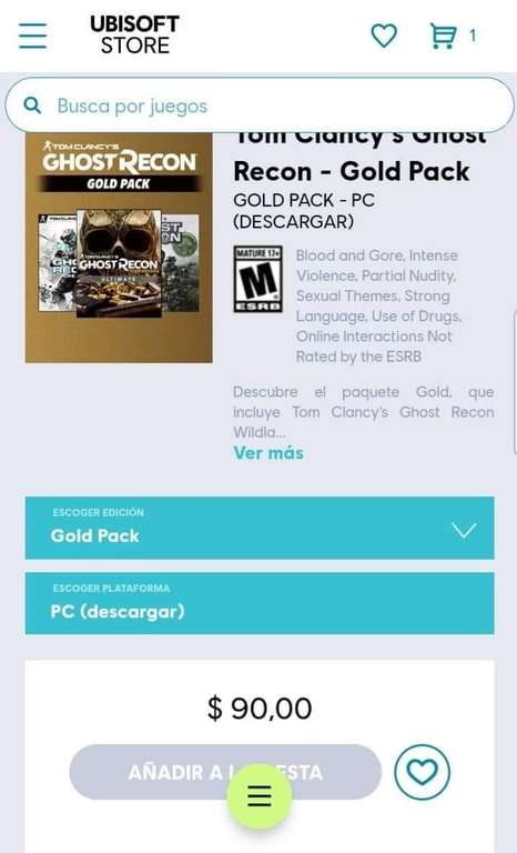 Ubisoft Store: Tom clancys ghost recon gold pack (ARG)