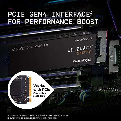 Amazon: WD_BLACK 1TB SN770 NVMe Unidad de Estado sólido Interna para Juegos - Gen4 PCIe, M.2 2280, hasta 5,150 MB/s