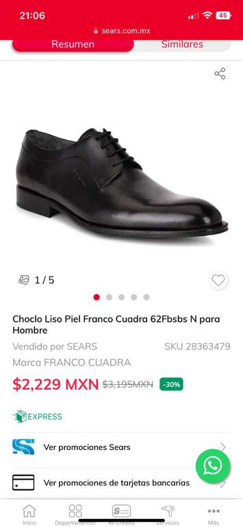 Sears: Zapatos Franco Cuadra