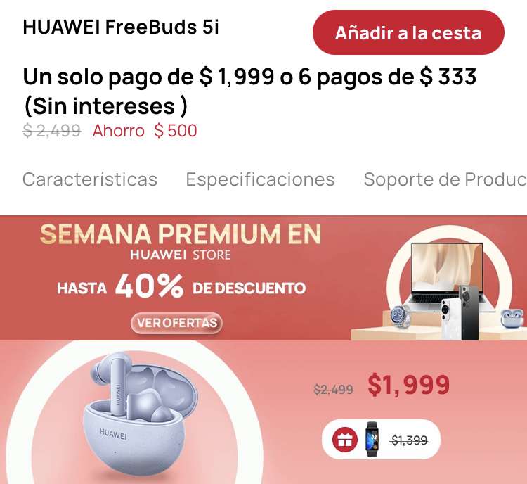 Huawei freebuds 5i + huawei band 7 por $1999
