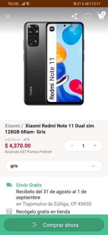 Linio: Xiaomi Redmi Note 11 Dual sim 128GB 6Ram- Gris (Paypal+cupon)