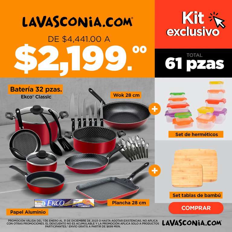 La Vasconia: Kit De Batería De Cocina Ekco Classic De 32 Piezas + 29 accesorios