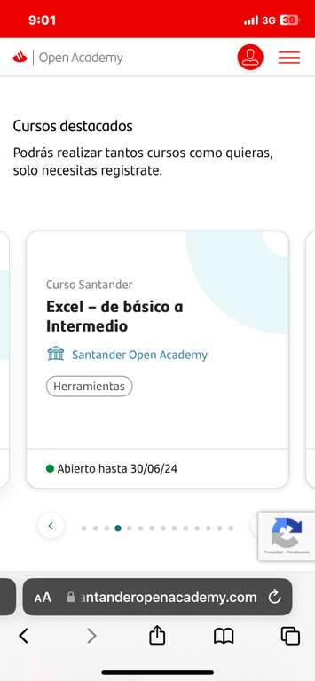 Santander Open Academy: Cursos gratuitos (cursos de inglés profesional, Excel, liderazgo y project management)