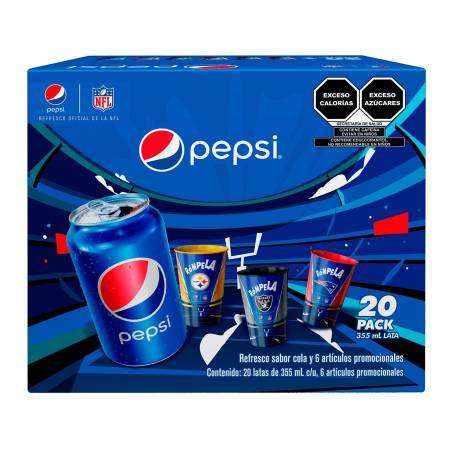 Sam's club 20 latas de Pepsi más 6 vasos de NFL