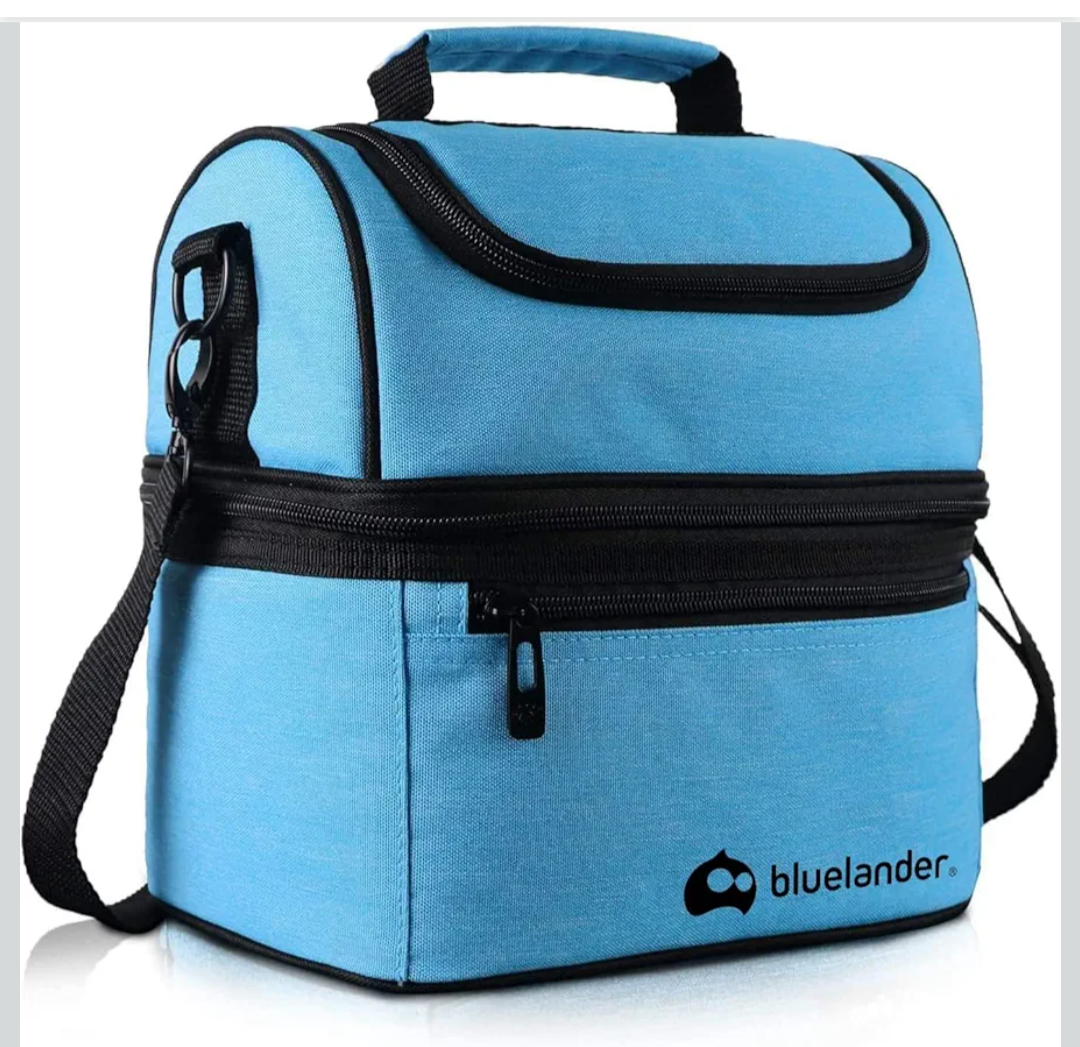 Amazon: Bluelander Lonchera Portátil para Adulto, Dos Pisos Aislamiento Térmico