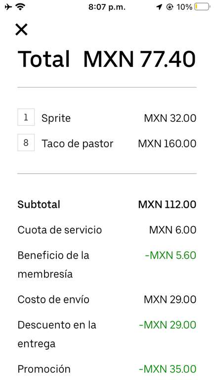 Uber Eats: Tacos y Hamburguesas Los Quemados 8 Tacos + 1 Refresco x 77 | Cdmx