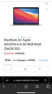 Walmart: Mismo día, MacBook Air M1 256GB (BBVA)