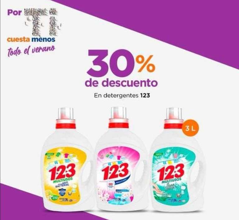 Chedraui: 30% de descuento en detergentes 123 de 3L