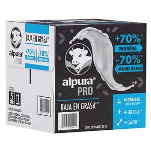 Amazon: Alpura Pro Leche Extra Proteína Baja en Grasa (Paquete de 12 piezas de 1 Litro cada una)