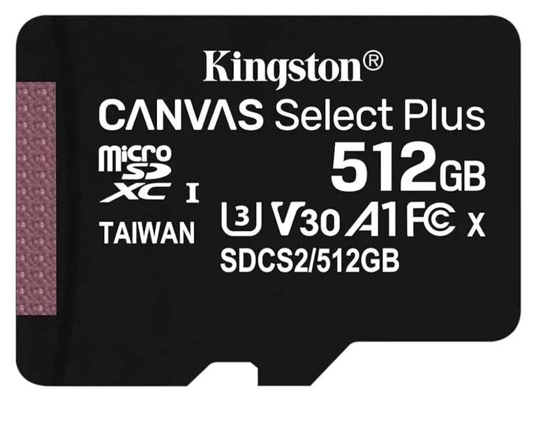 Amazon Kingston MicroSDXC Select Plus 512GB (Con Adaptador a SD) Clase 10, UHS-I, U3, V30 Lectura: 100MB/s y Escritura: 85MB/s (SDCS2/512GB)