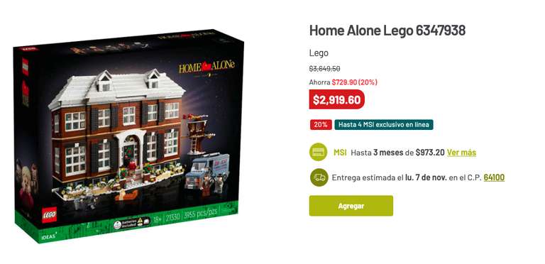Soriana: LEGO Home Alone $2,919 - Hasta $2,419 pagando con AMEX Gold Credit