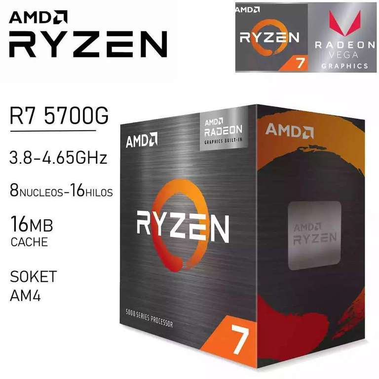 Cyberpuerta: Procesador AMD Ryzen 7 5700G, Incluye Disipador Wraith Stealth