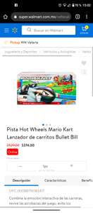Walmart Pista Hot Wheels Mario Kart Lanzador de carritos Bullet Bill (solo en línea)
