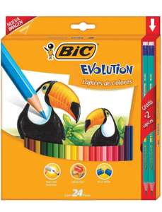 Amazon: BIC, Lápices de Colores, Punta Resistente, Evolution, Surtido de Colores, 24 piezas + 2 Lápices, para las bendiciones