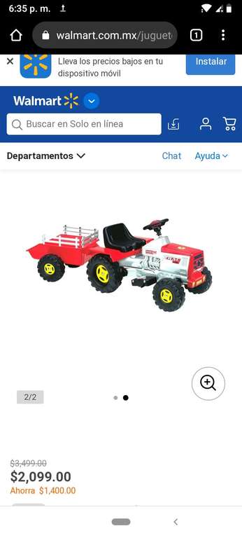 Walmart: Montable Eléctrico Injusa Tractor con Remolque 6 Volts
