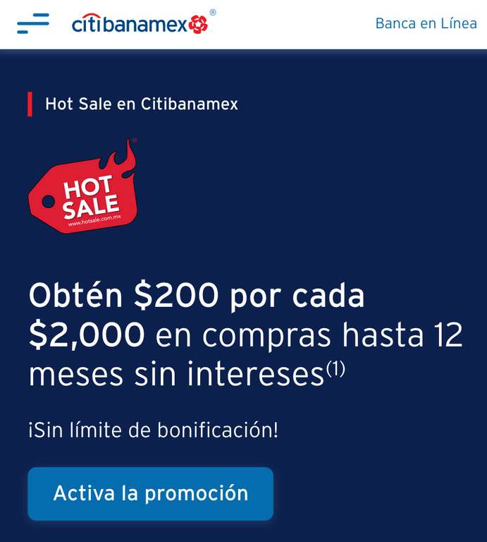 Hot Sale 2023 Citibanamex: $200 de reembolso por cada $2,000 en compras desde 3 hasta 12 MSI y más