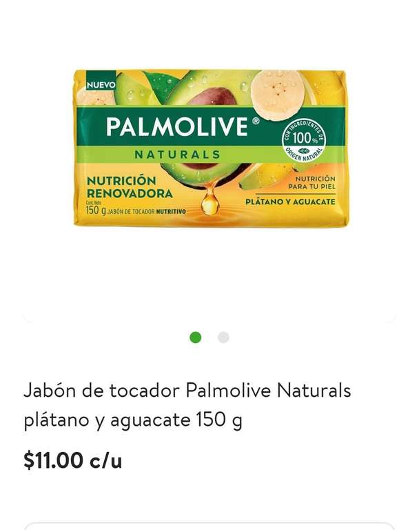 Walmart: Jabón de tocador Palmolive Naturals plátano y aguacate 150 g