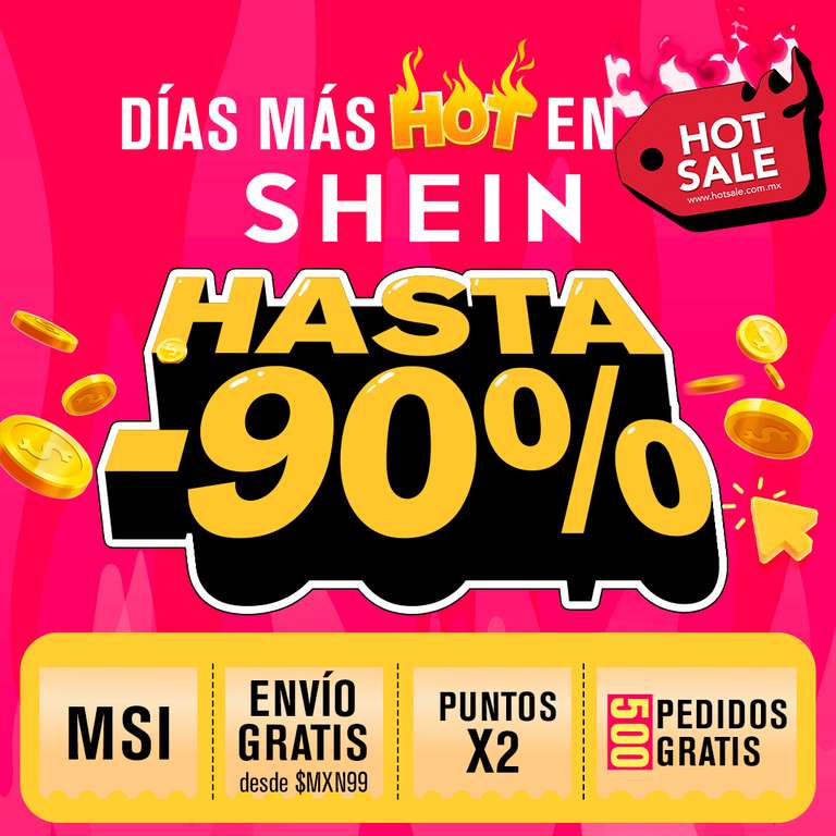 Shein Hot Sale: Hasta 90% + Cupones de Hasta el 40% + Cupón Mercado Pago del 15%