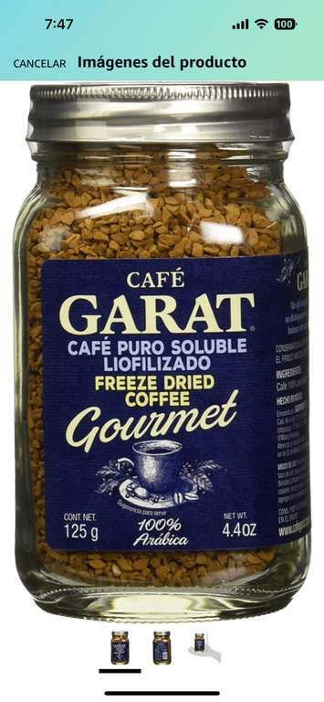 Amazon: Garat Café Liofilizado Soluble, 125 g