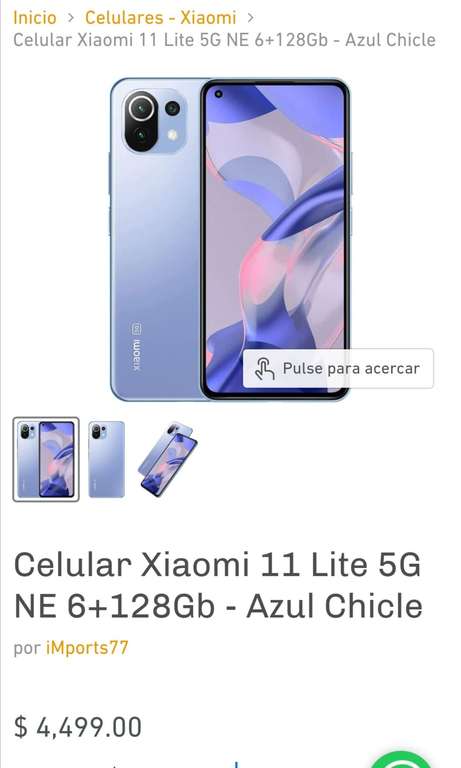 iMports77: Celular Xiaomi Mi 11 lite 5g NE 6gb/128gb ($4399 con cupón de primera compra)