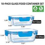 Amazon: Juego de 10 recipientes de vidrio herméticos para almacenamiento de alimentos