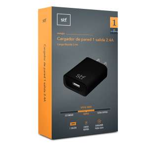 Office Depot: Cargador de Pared USB STF A02961 / USB / Negro (2.4A)