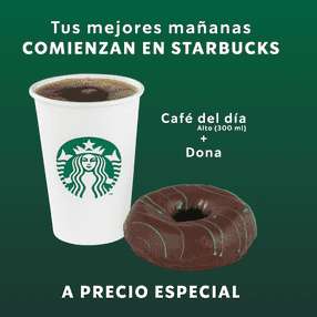 Starbucks: Café del Día + Dona de Chocolate por $44