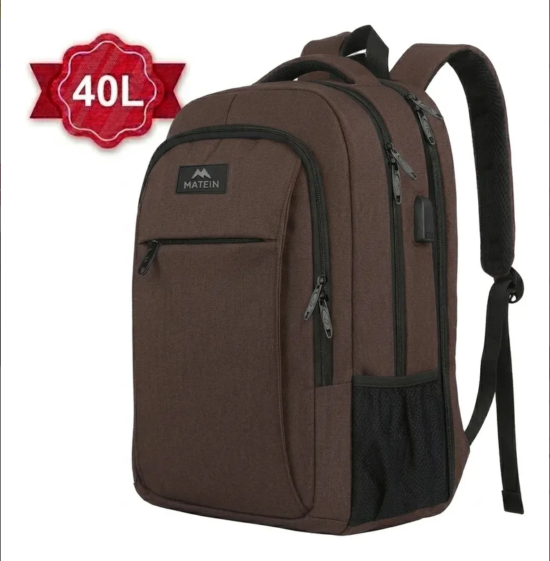 Mercado Libre Mochila de viaje, puertos USB, impermeable, 40L, laptop